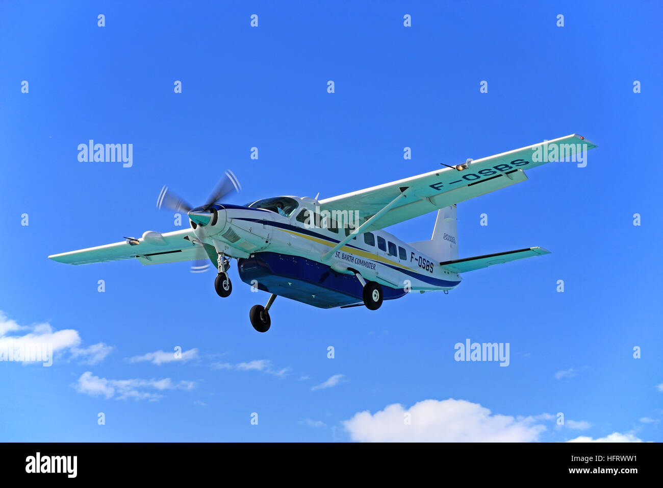Cessna Grand Caravan 208B aeroplane operated by St Barth Commuter taking  off from Philipsburg Airport, St Maarten Stock Photo - Alamy