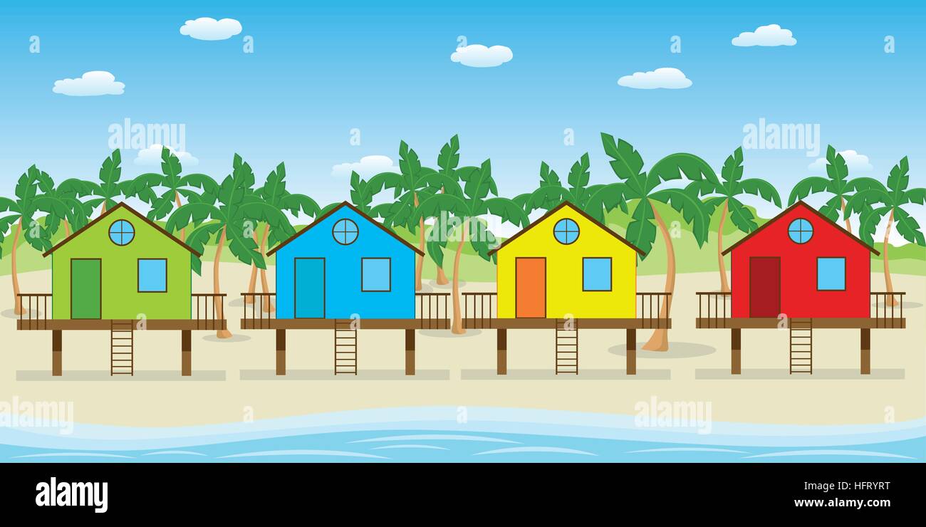houses on the beach Stock Vector
