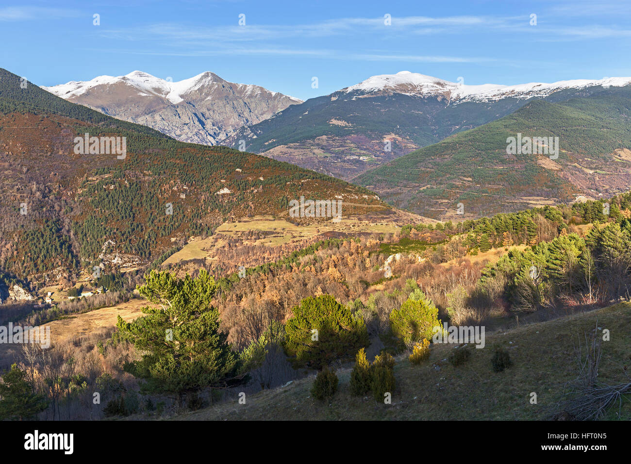 Pyrenees range view from Campelles, Catalonia Stock Photo
