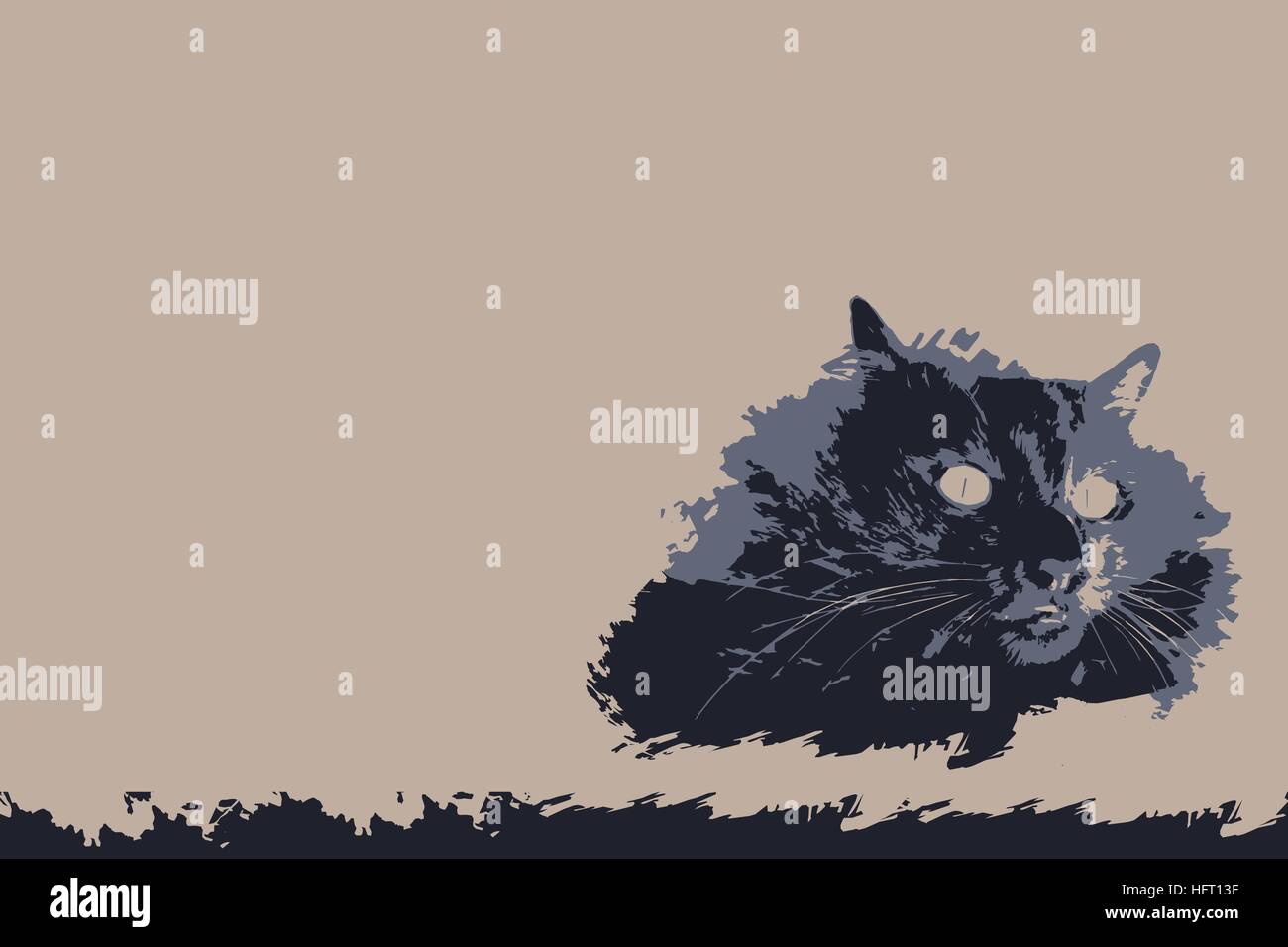 CAT ILLUSTRATION. Colour black on a light background. FOR USE design ...