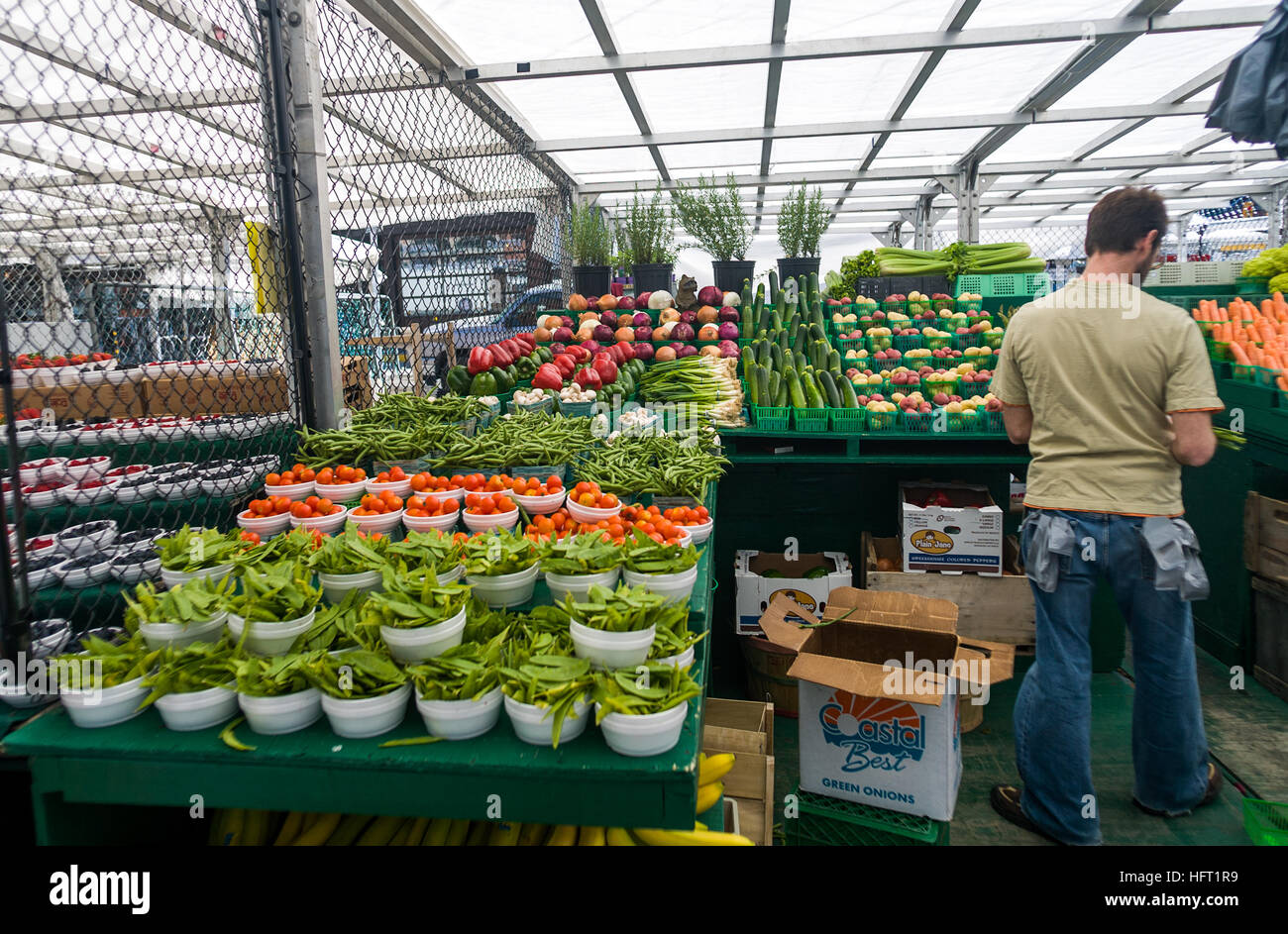 The Byward Market in Ottawa Ontario, Canada features booths set up by