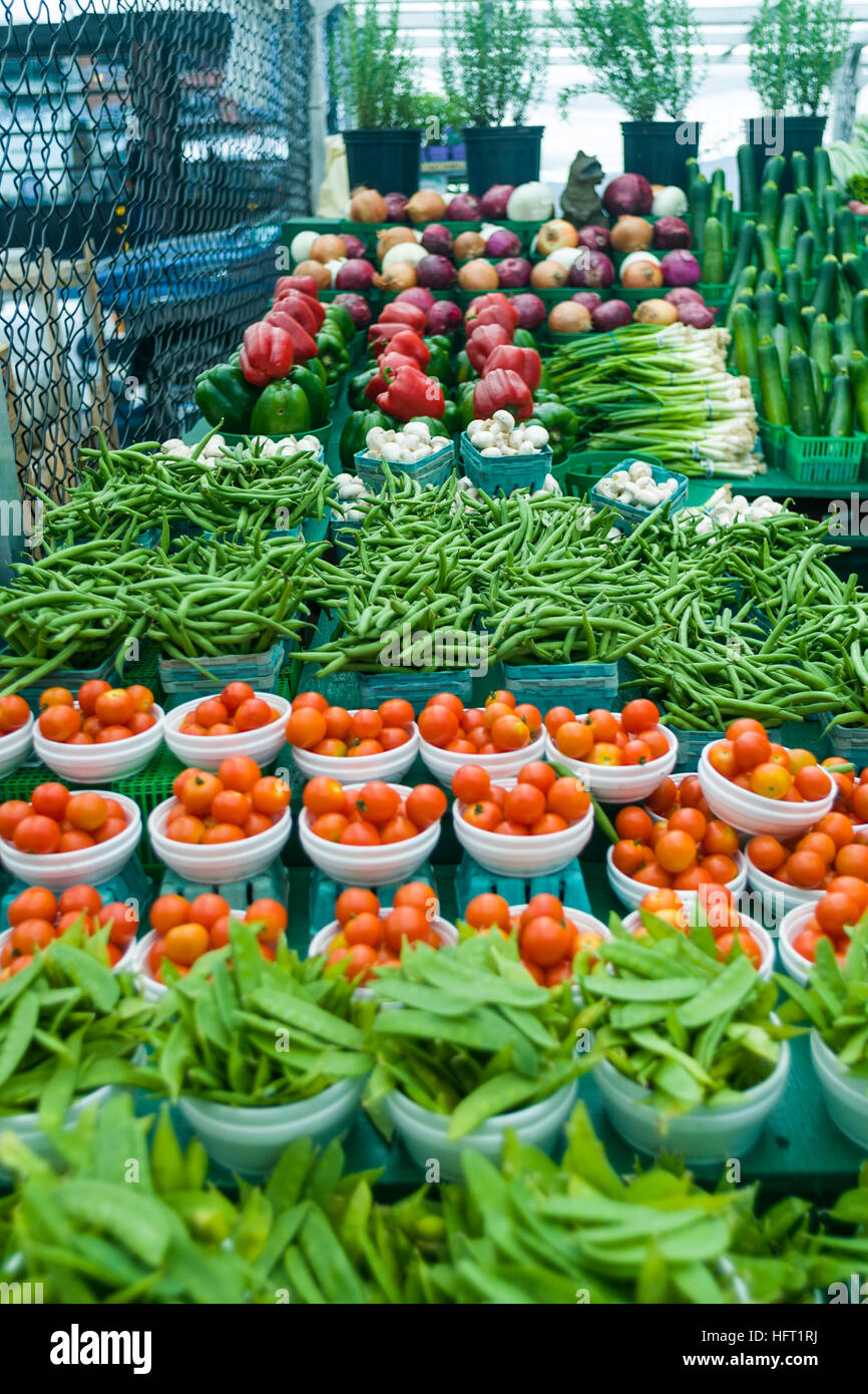 The Byward Market in Ottawa Ontario, Canada features booths set up by