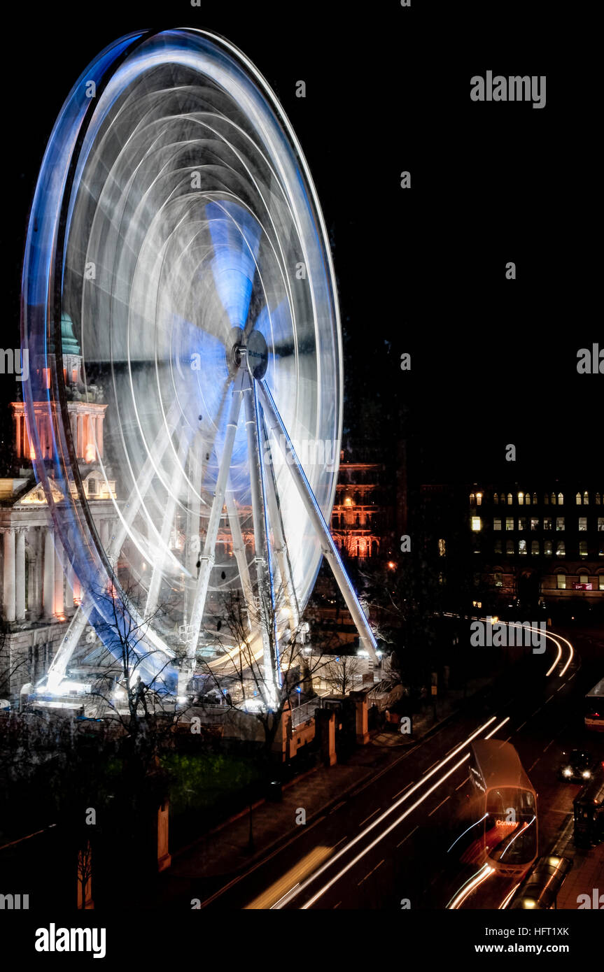 Belfast Wheel - ferris wheel which was a semi-permanent feature in Belfast during 2008-2009. Stock Photo