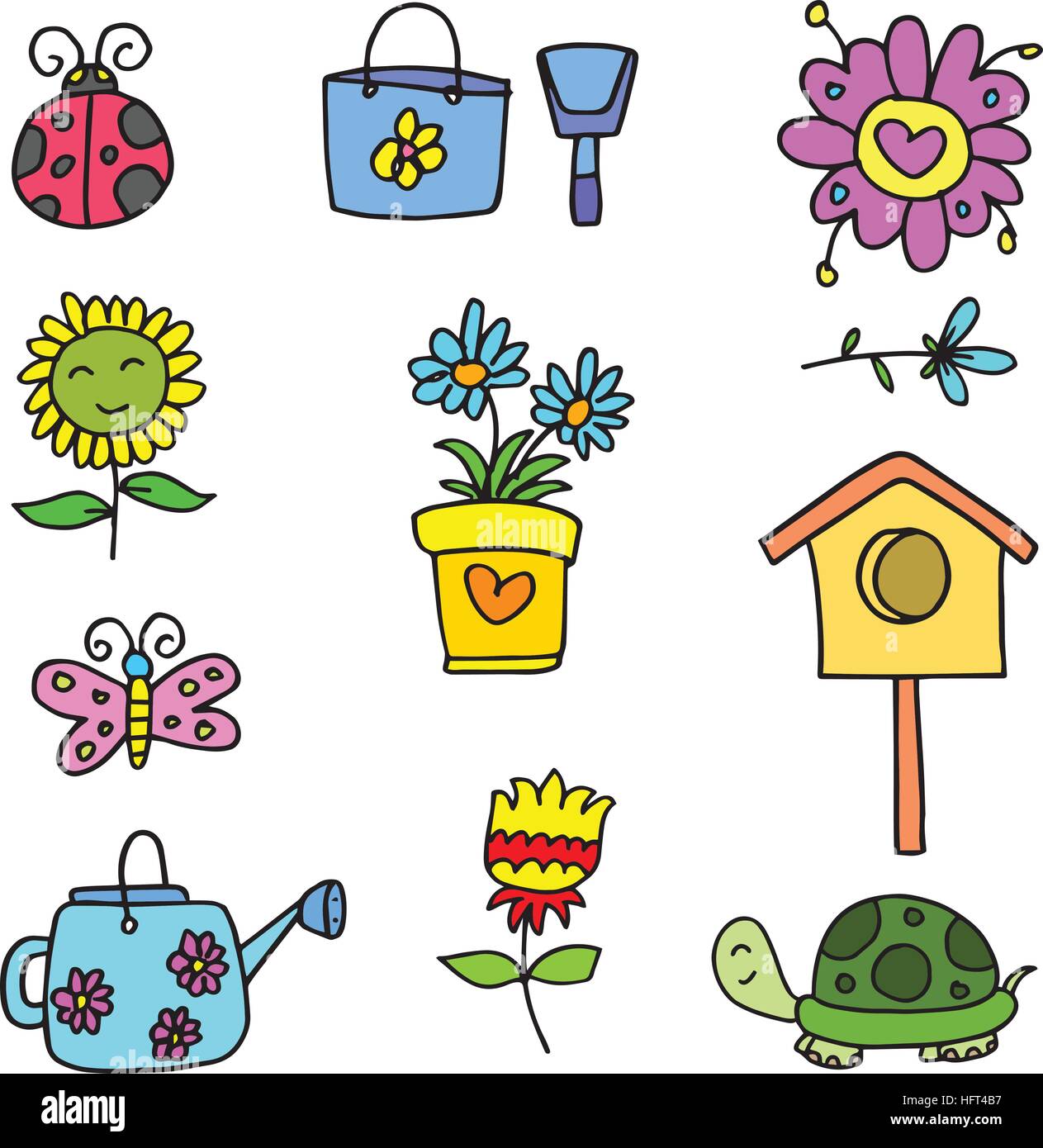 Colorful spring set of doodles Stock Vector Image & Art - Alamy