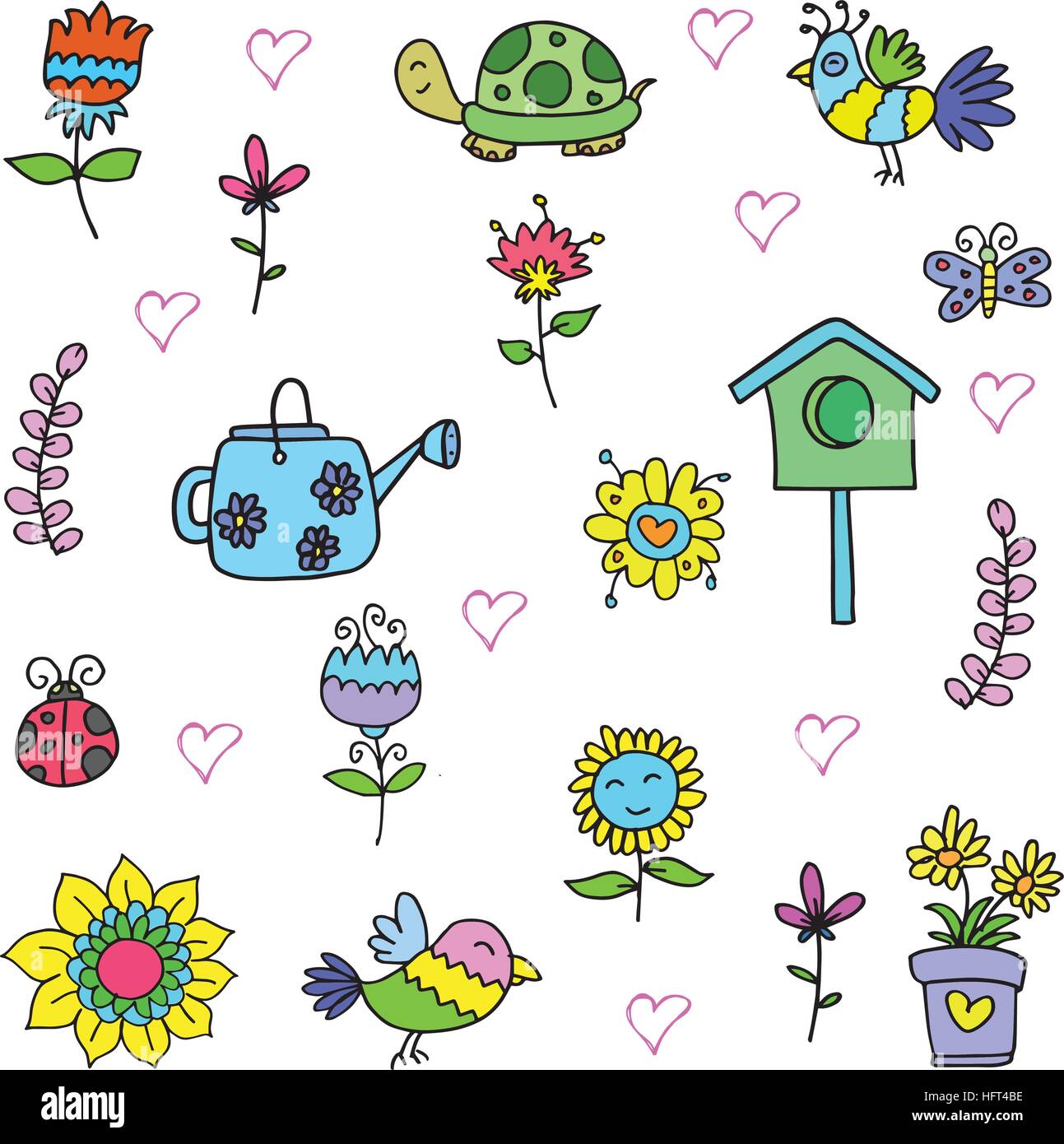 Vector art of spring set doodles Stock Vector Image & Art - Alamy