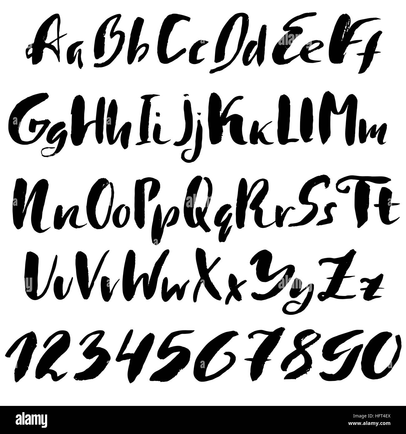 Hand drawn font made by dry brush strokes. Grunge style alphabet Stock ...