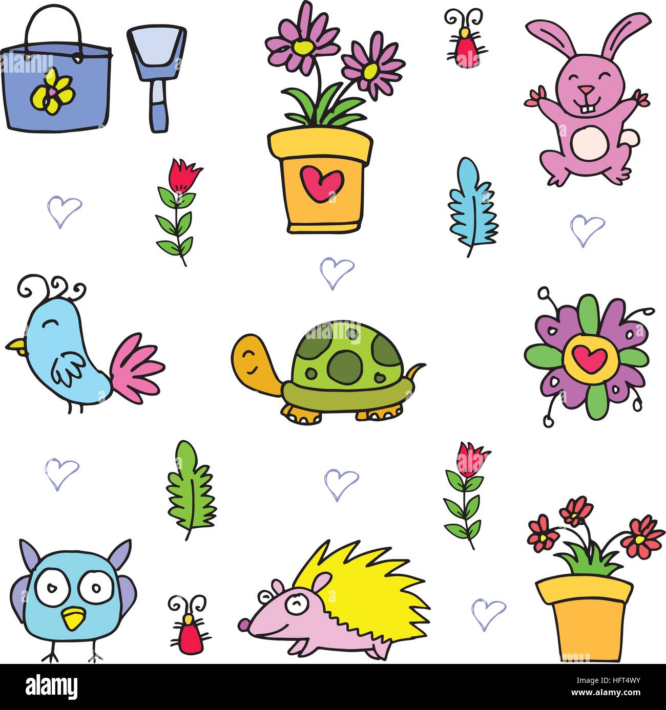 Vector illustration of spring colorful doodles Stock Vector Image & Art ...