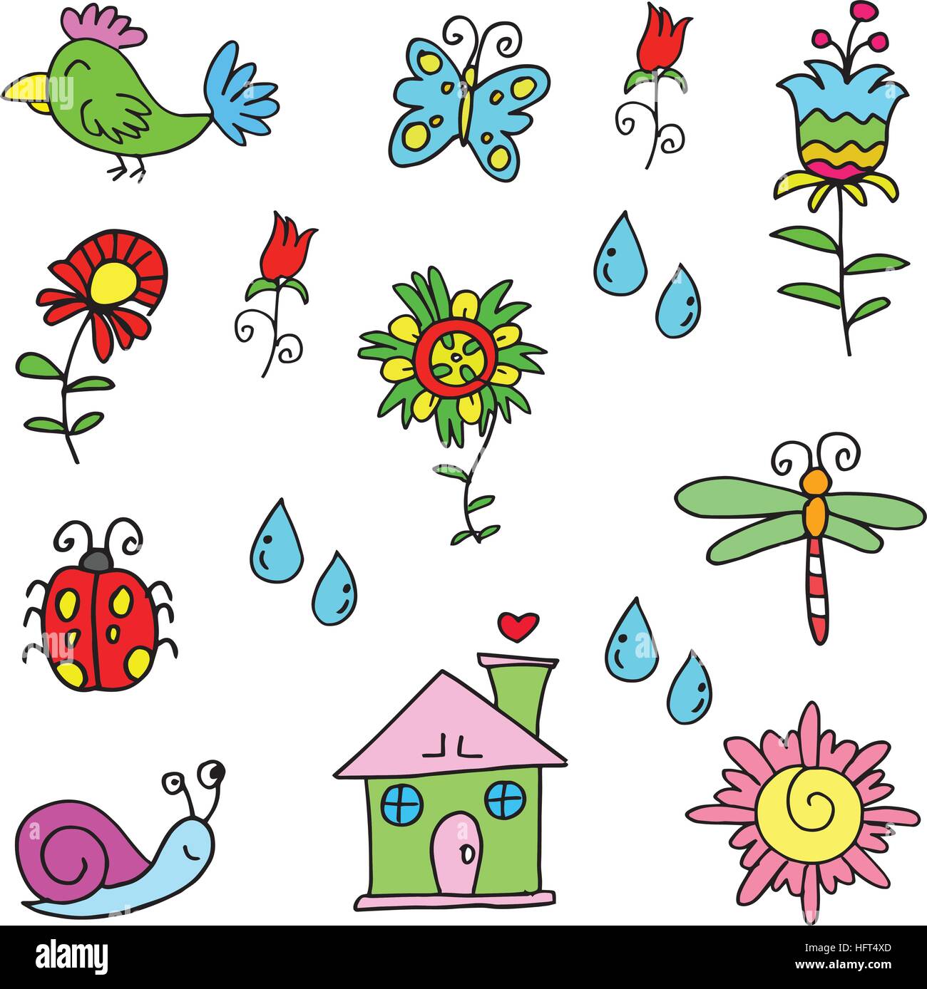 Illustration of spring object doodles Stock Vector Image & Art - Alamy