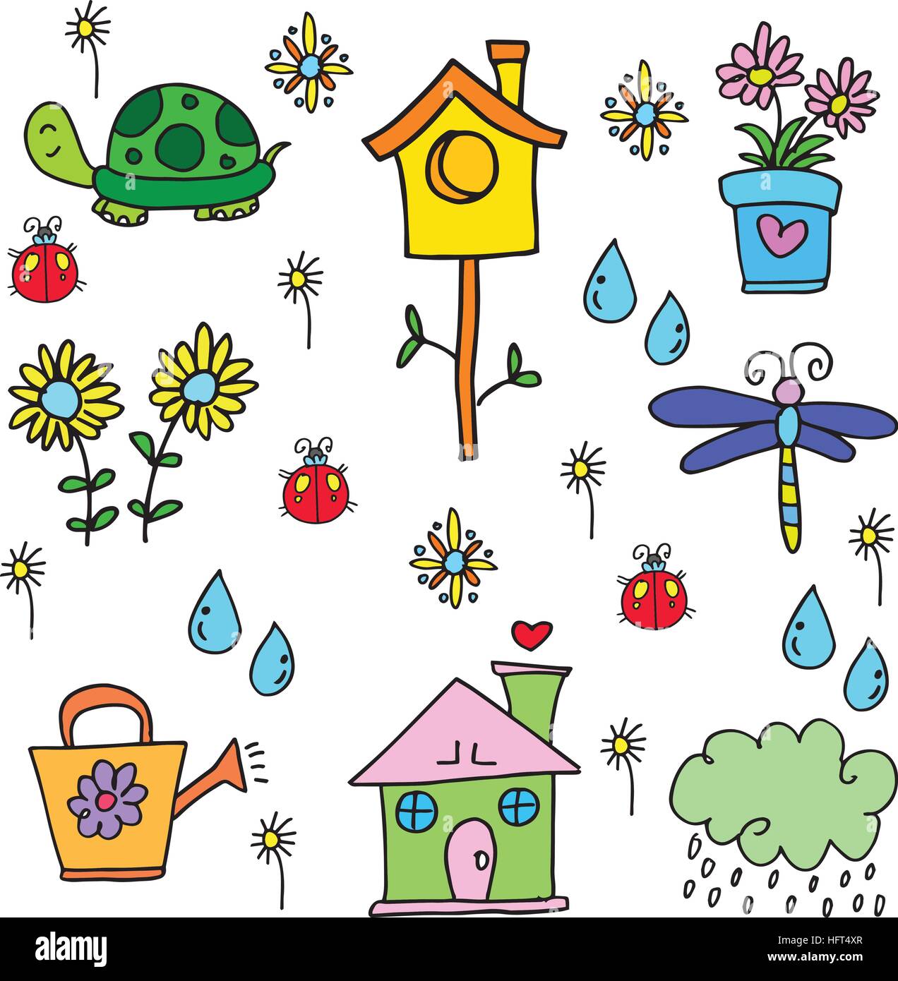 Illustration spring item of doodles Stock Vector Image & Art - Alamy