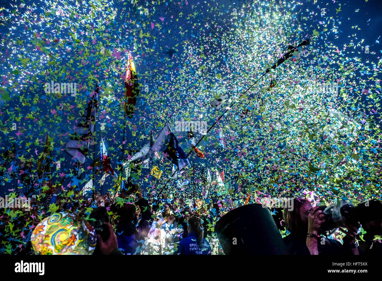 Crowd at Glastonbury during Coldplay