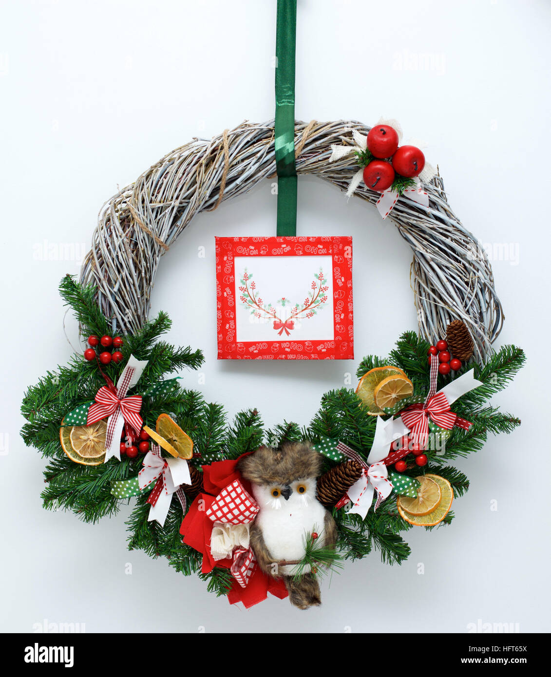 New Year. Christmas holiday. Christmas wreath Stock Photo