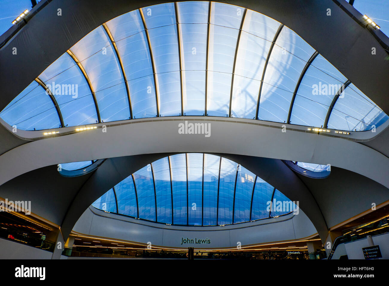 Birmingham New Street Railway Station  : Interior shot of the plastic roof Stock Photo