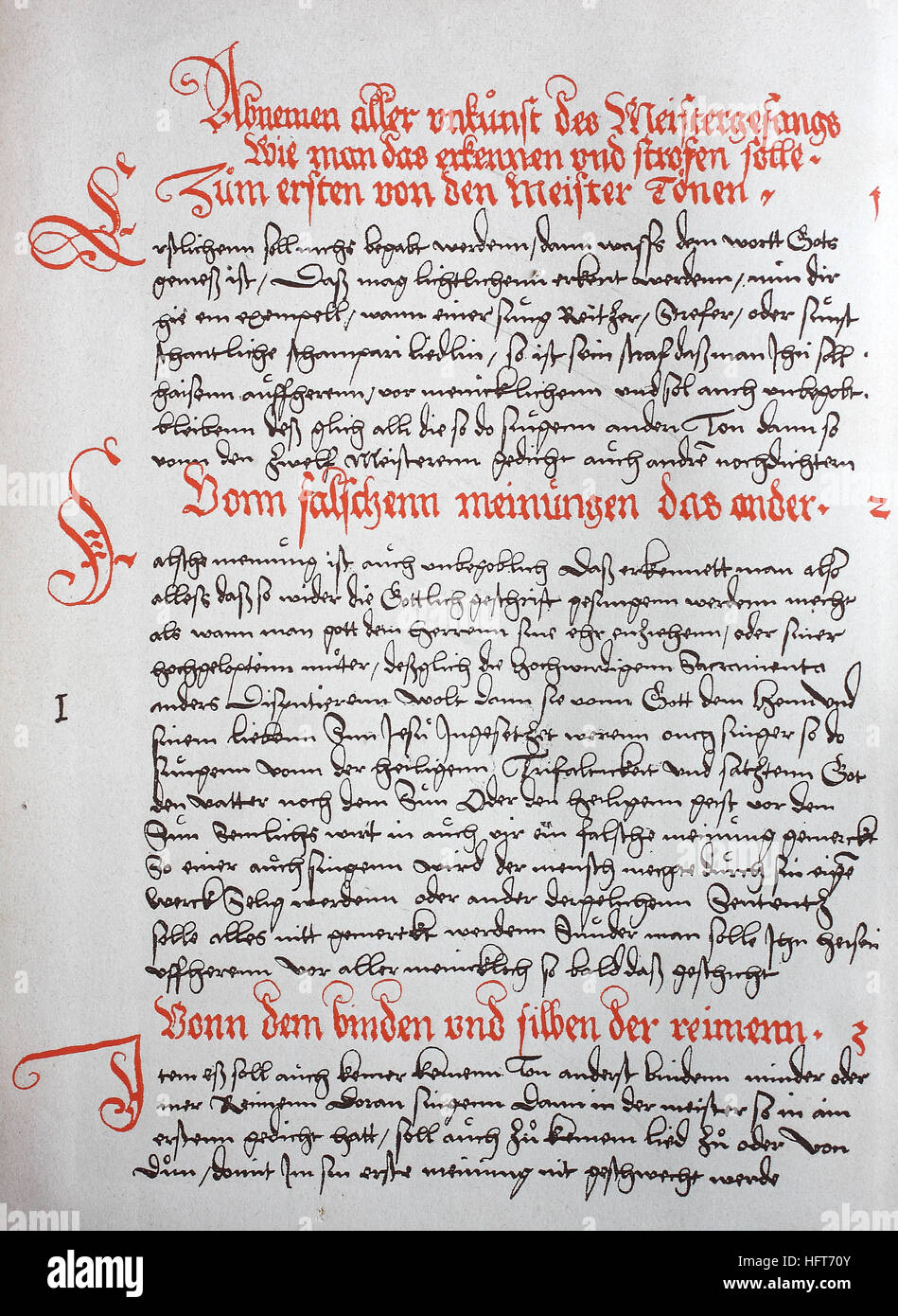 Facsimile of a page from Joerg Wickrams, Gemerkbuch, of the Meisteringer-brotherhood to Colmar, woodcut from the year 1885, digital improved Stock Photo