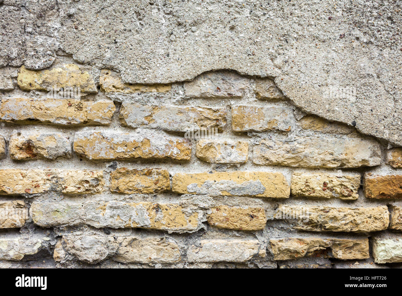 Dirty abandoned old brick wall background Stock Photo