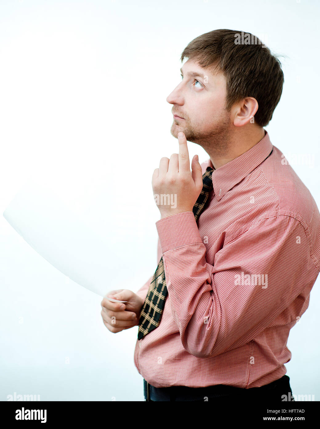 male showing something on transparent paper Stock Photo - Alamy