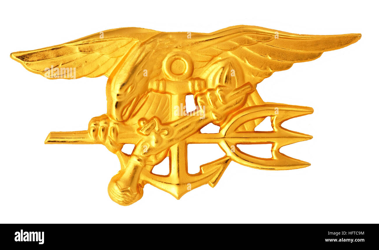 050713-N-0000X-001 Navy File Photo:  Navy Special Warfare Trident insignia worn by qualified U.S. Navy SEALs. Navy SEALs are named after the environment in which they operate, the Sea, Air, and Land, and are the foundation of Naval Special Warfare combat forces. They are organized, trained and equipped to conduct a variety of Special Operations missions in all operational environments. Today’s SEALs trace their history from the elite frogmen of World War II. Training is extremely demanding, both mentally and physically, and produces the world’s best maritime warriors.  U.S. Navy photo (RELEASE Stock Photo