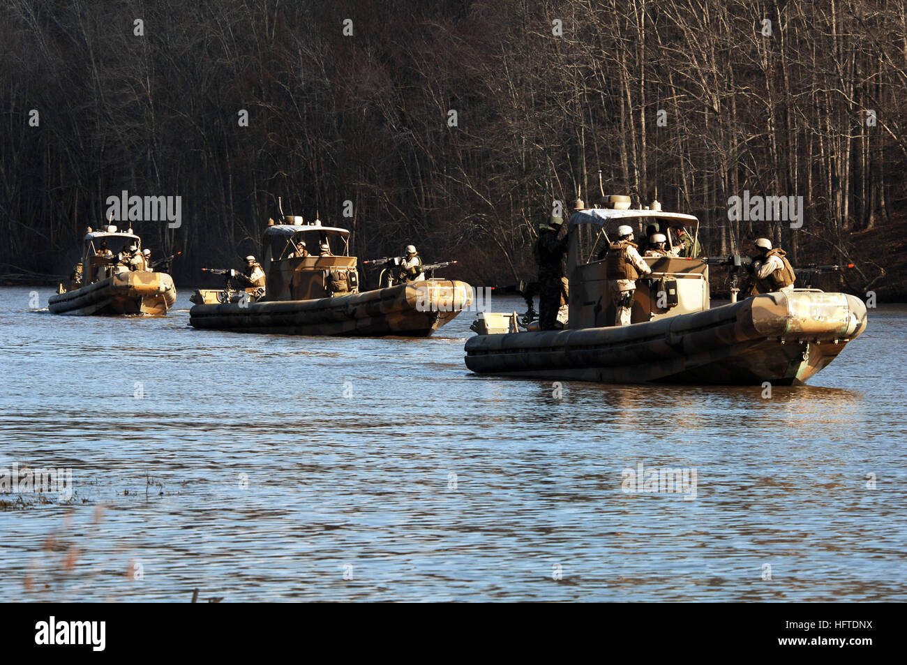 River Rats Rivron 1 Sailors of Riverine Squadron One (RIVRON-1) train aboard Small Unit ...