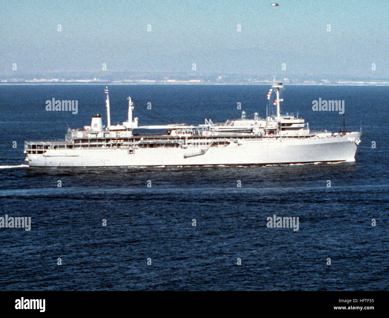 Aerial starboard beam view of the submarine tender USS MCKEE (AS 41 ...
