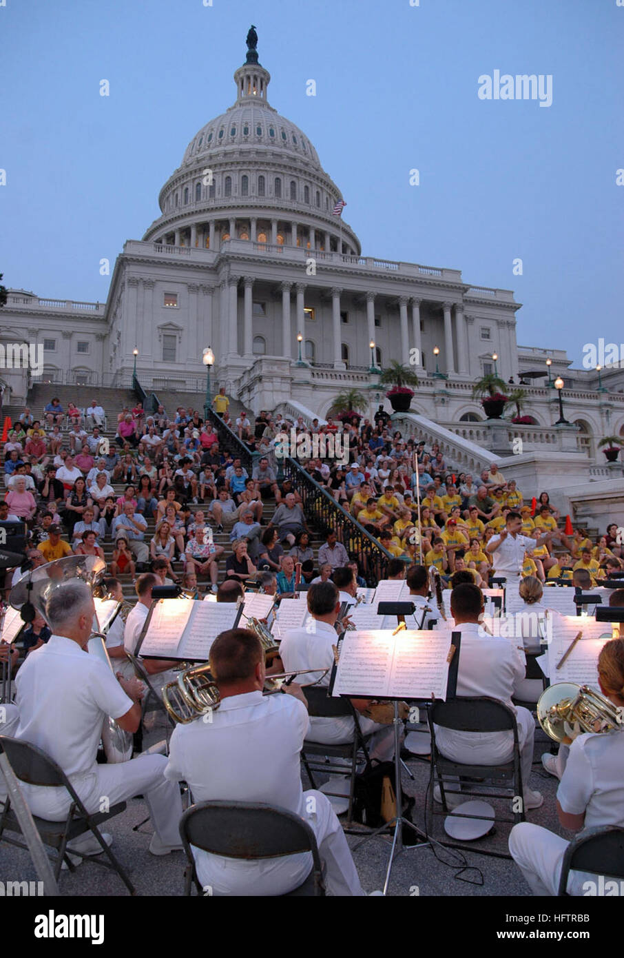 070618-N-7154R-008  WASHINGTON (June 18, 2007) The U.S. Navy Band performs a Monday evening concert June 7, 2007 on the West steps of the U.S. Capitol. The band is performing concerts at the Capitol on Monday evenings and  and at the Navy Memorial on Tuesday evenings through the end of August 2008. U.S. Navy photo by Joanna Romansic (Released) US Navy 070618-N-7154R-008 The U.S. Navy Band performs a Monday evening concert June 7, 2007 on the West steps of the U.S. Capitol Stock Photo