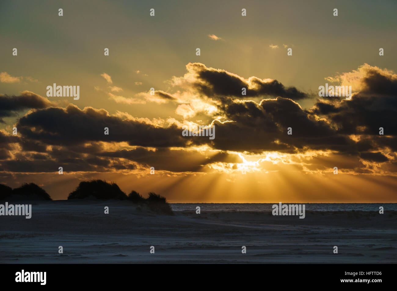 Sunset on the North Sea island Amrum, Germany. Stock Photo