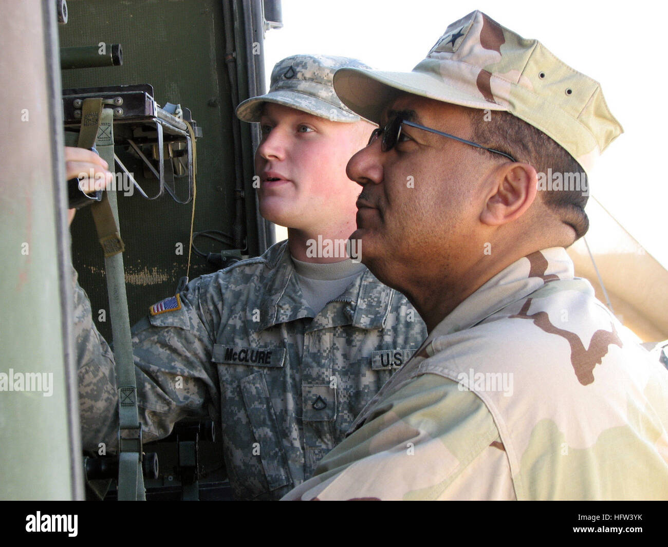 Army Pfc. answers questions during a tour of Camp Buehring medical ...
