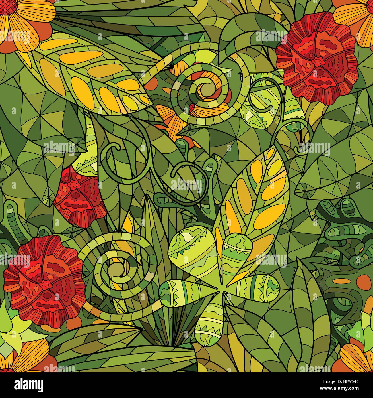 hand drawn floral seamless pattern Stock Vector Image & Art - Alamy