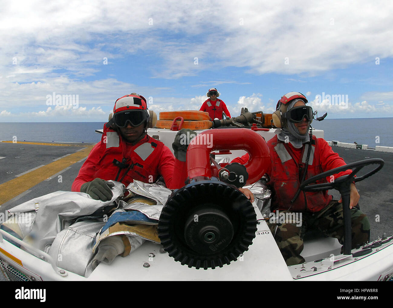 Sailors from the Crash and Salvage Team aboard USS Peleliu (LHA 5 ...