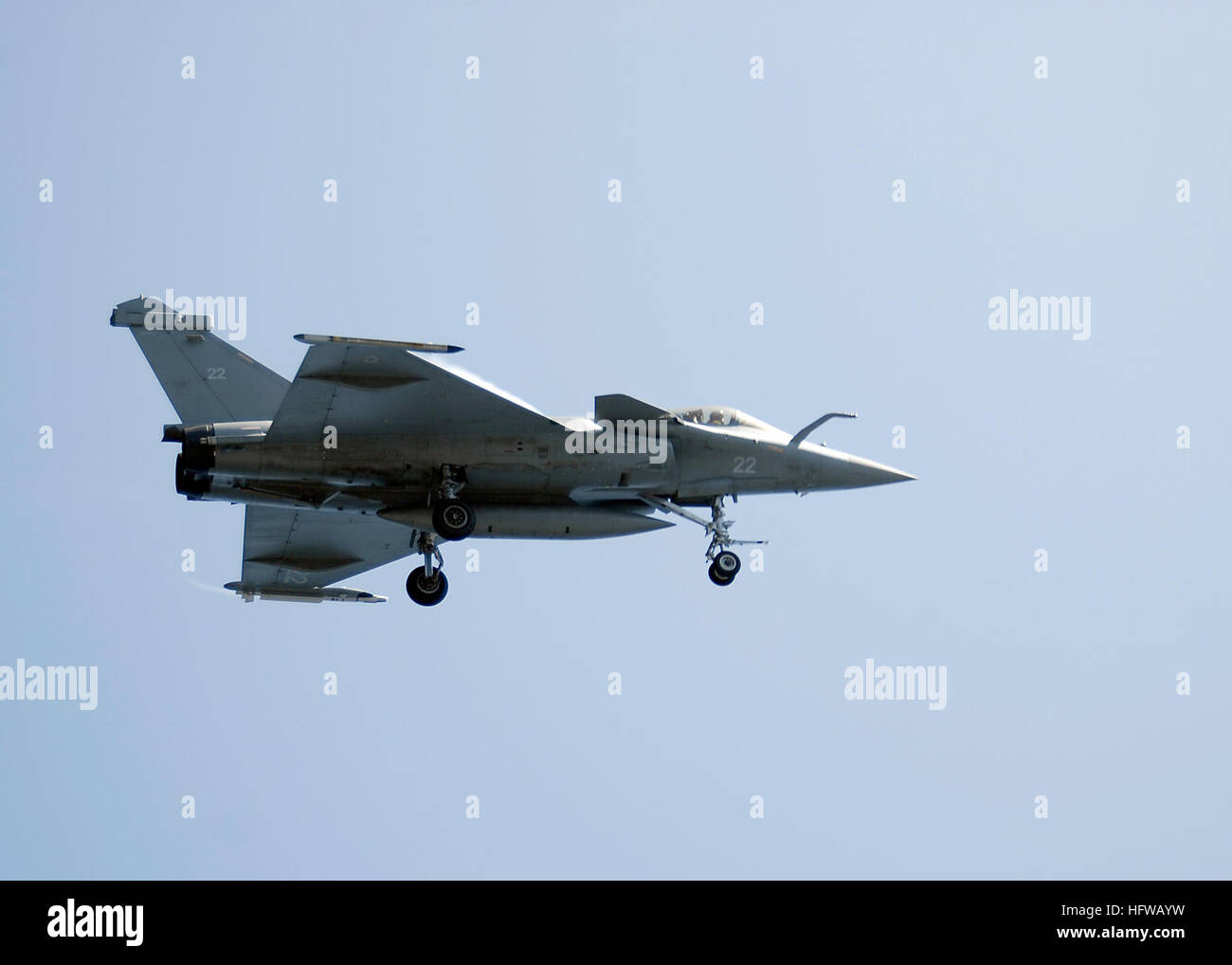 A French F-2 Rafale conducts carrier landing operations on USS Theodore ...