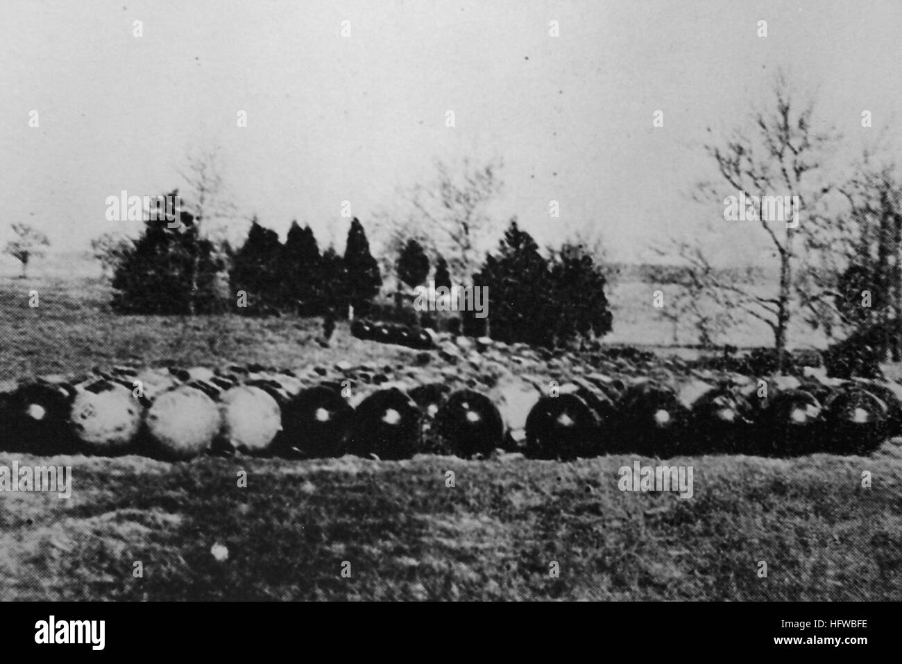 080801-N-0000X-003 WILLIAMSBURG, Va. (Aug. 1, 2008) File photo of Navy Mine Depot (NMD) Yorktown, circa 1918. After being established in 1918 and following World War I, the U. S. Navy transferred most of the underwater mines in their inventory to NMD Yorktown. At the time, the mines had be stored in open fields until storage and maintenance buildings were built. Later, the stockpile of mines that were maintained at Yorktown would be used during other wars. NMD Yorktown became Naval Weapons Station (NWS) Yorktown in 1958, when the Navy  expanded the mission of the base. NWS will celebrate 90 ye Stock Photo