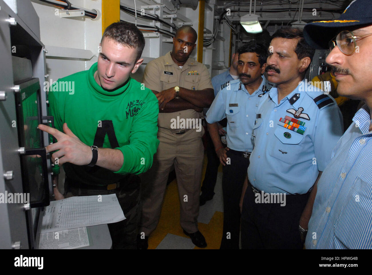 Aviation Boatswain's Mate (Equipment) demonstrates the catapult ...