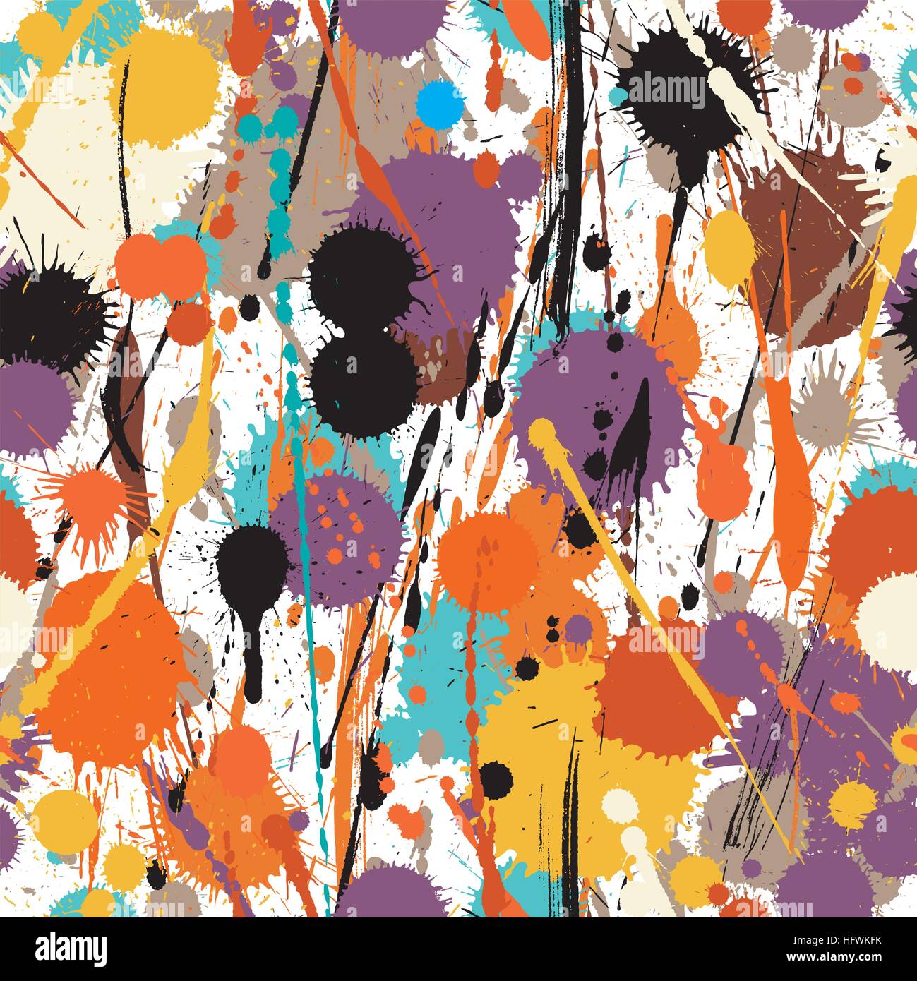 Vector seamless tile of colorful paint drips and drops Stock Vector