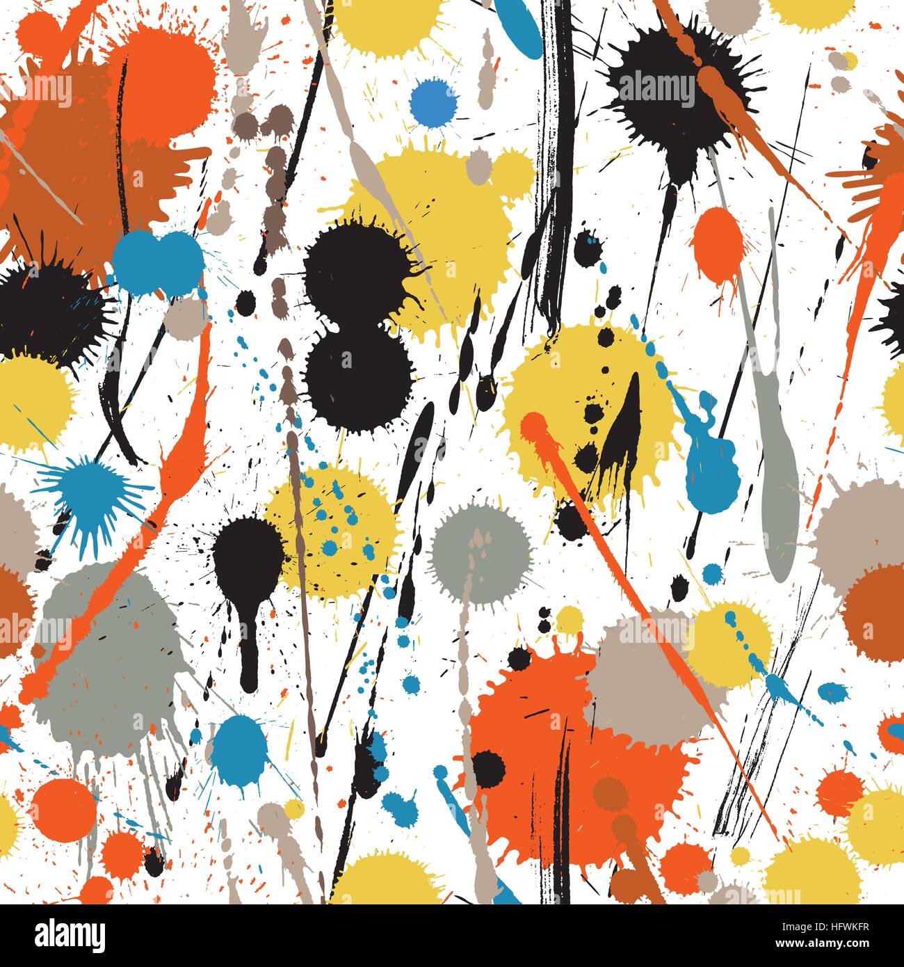 Vector seamless tile of colorful paint drips and drops Stock Vector
