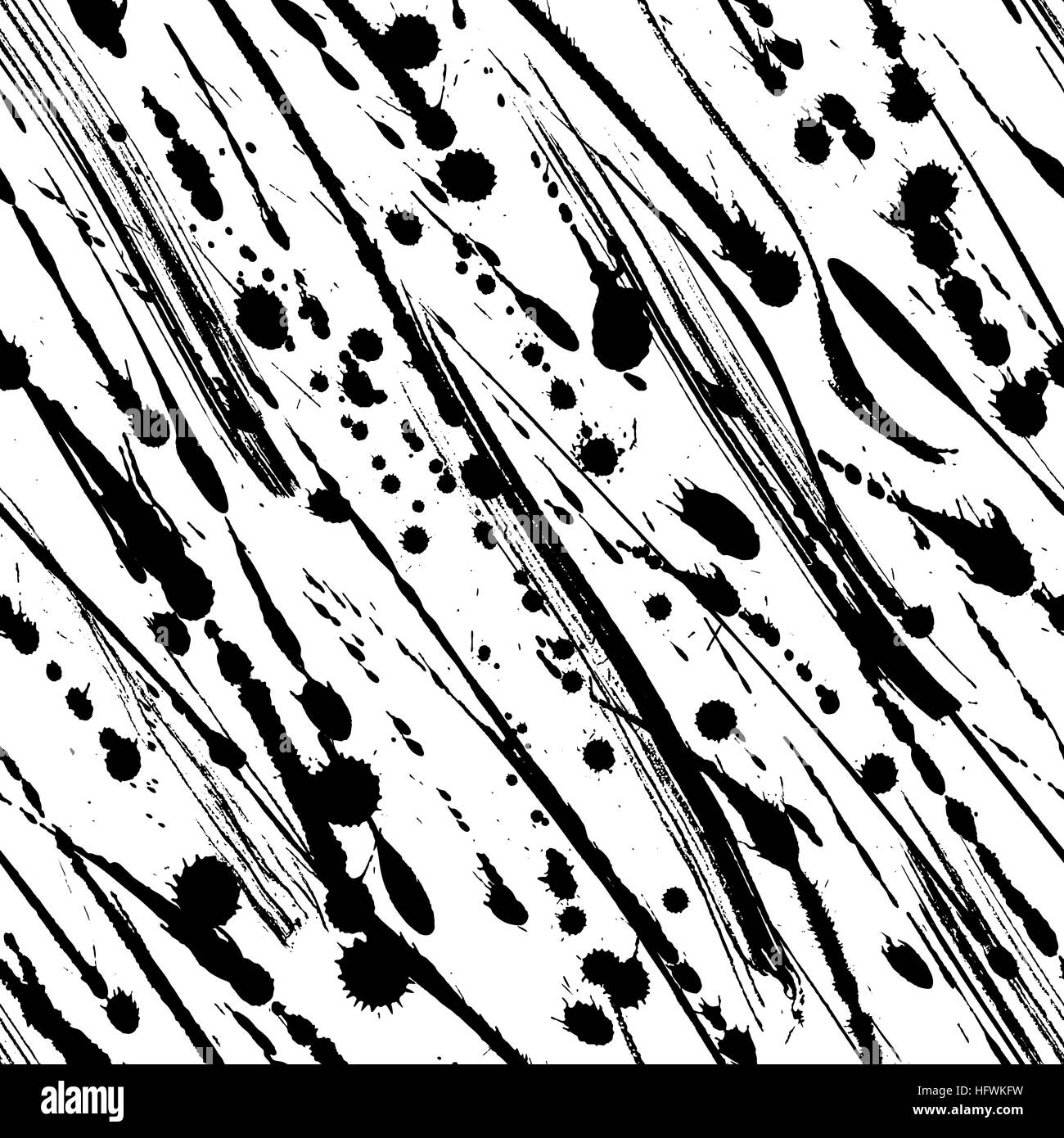 Vector seamless tile pattern of ink streaks and drops Stock Vector