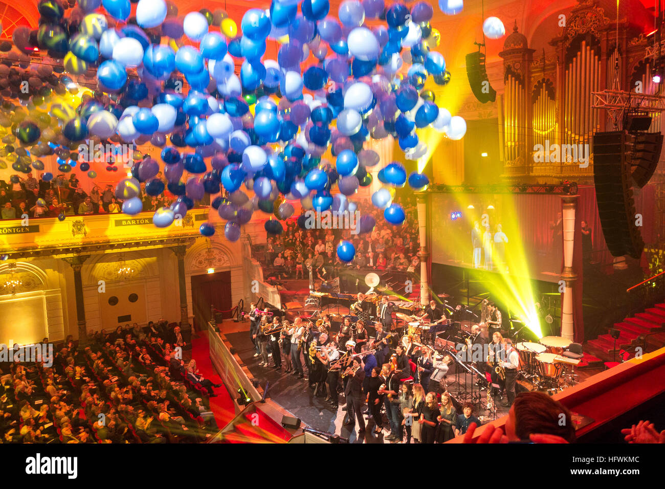 Amsterdam Concertgebouw. Traditional New Year's concert by the Nederlands Blazers Ensemble (Netherlands Wind Ensemble) in the Concertgebouw Amsterdam Stock Photo