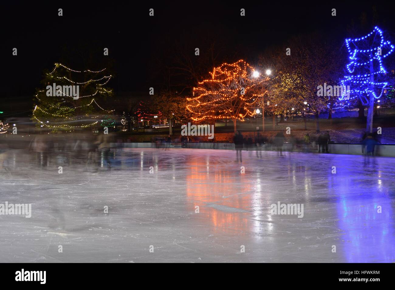 Boston's famous Frog Pond ice skating rink in the Boston Common on
