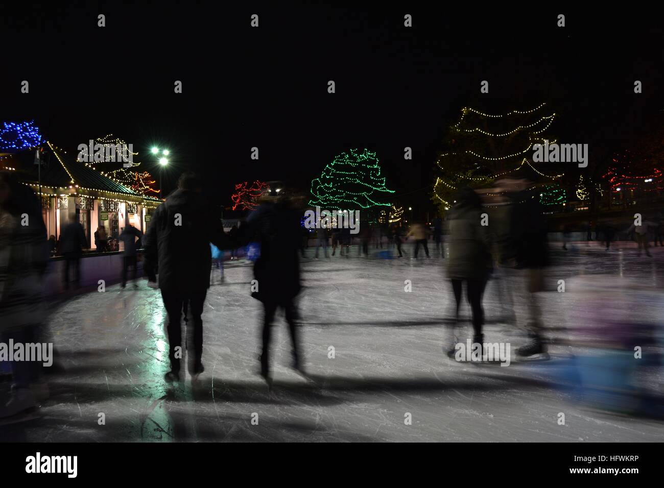 Boston's famous Frog Pond ice skating rink in the Boston Common on Beacon Hill Stock Photo Alamy
