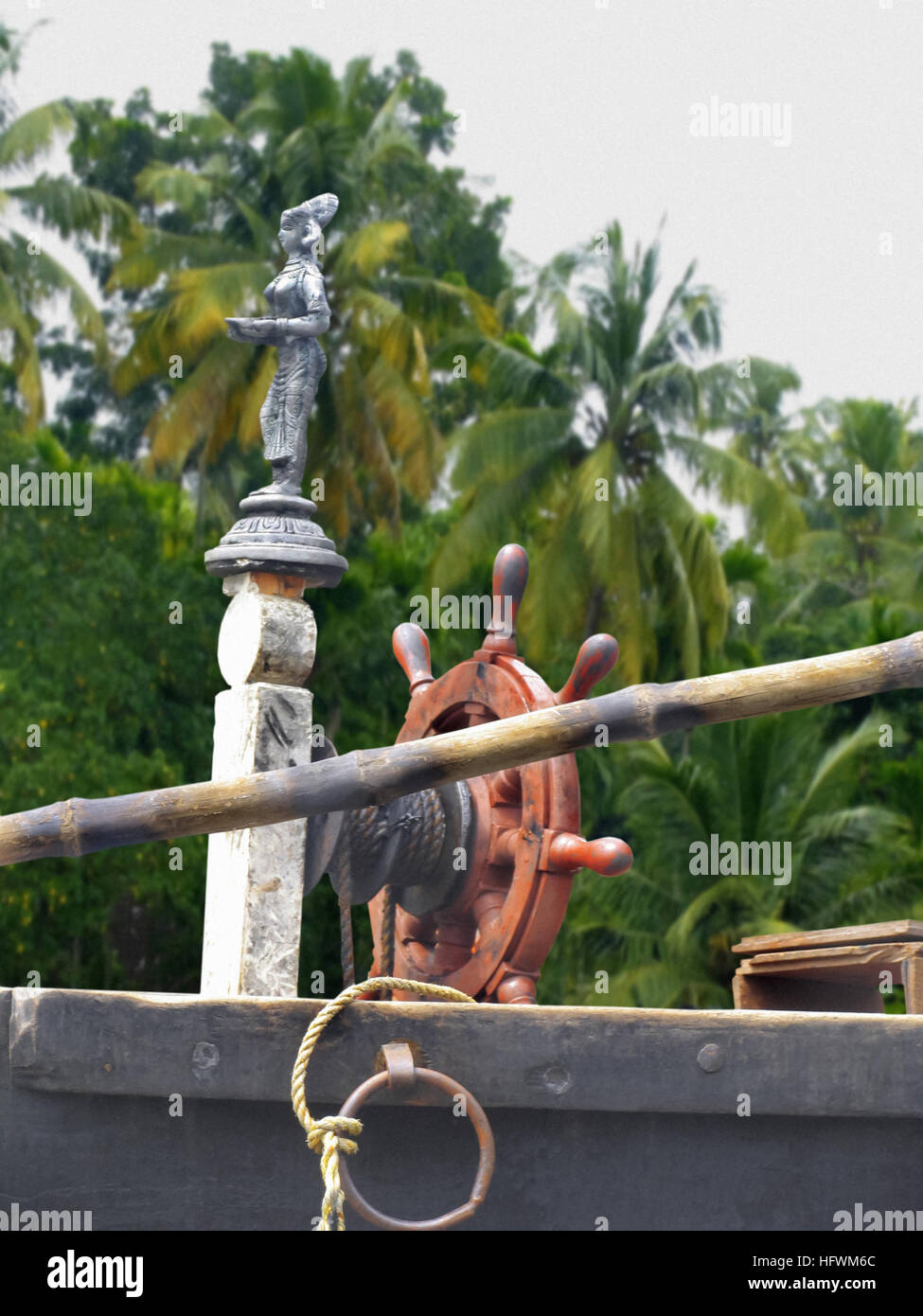 Steering of a Houseboat in backwaters of Kerala, India Stock Photo Alamy