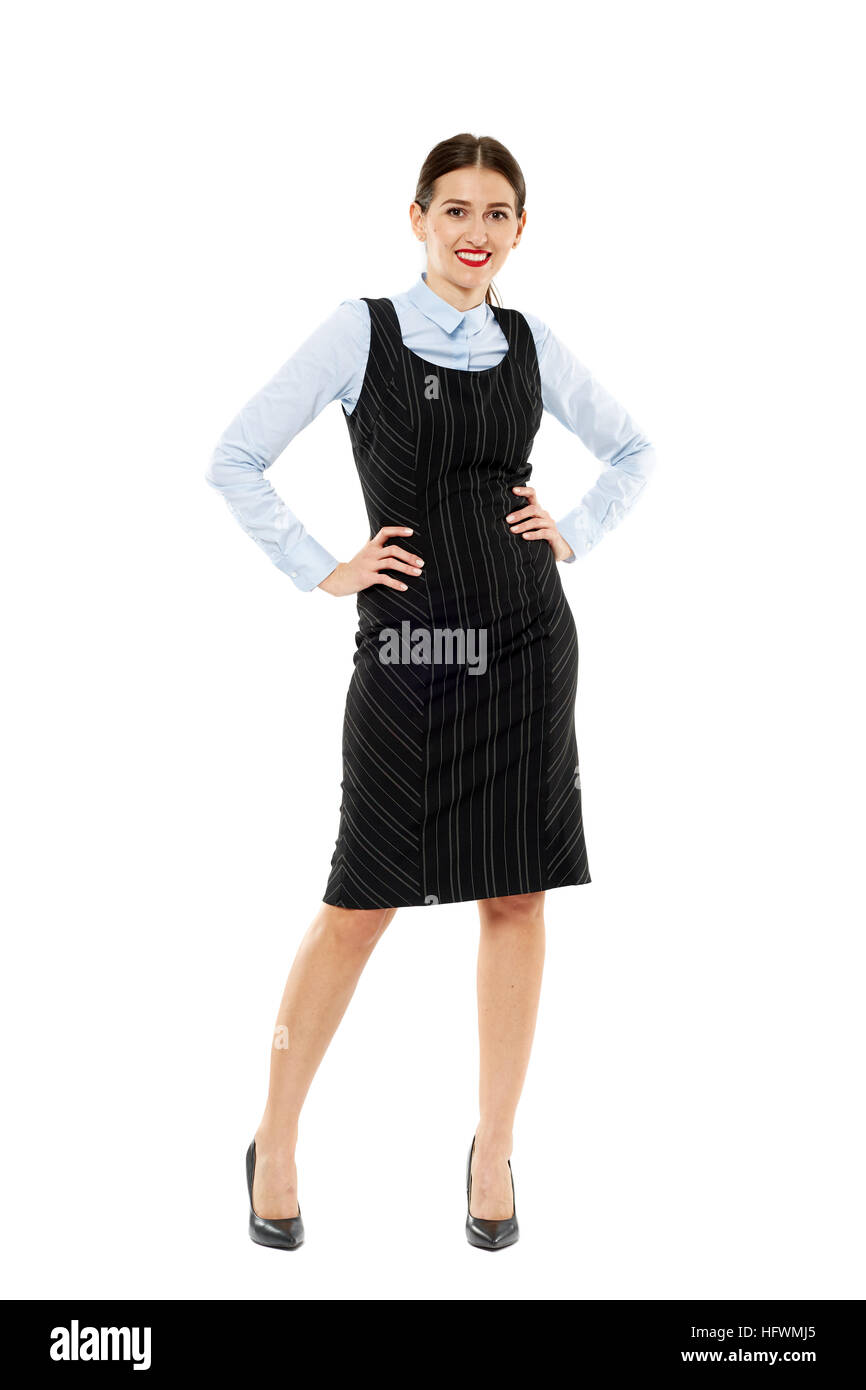 Full length of a confident young business woman isolated on white ...