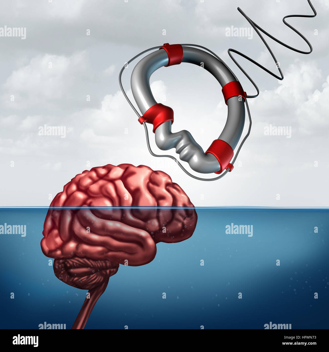 Psychology giving help concept and psychiatry counseling treatment or neurology research as a mental health symbol or education assistance as a lifesa Stock Photo
