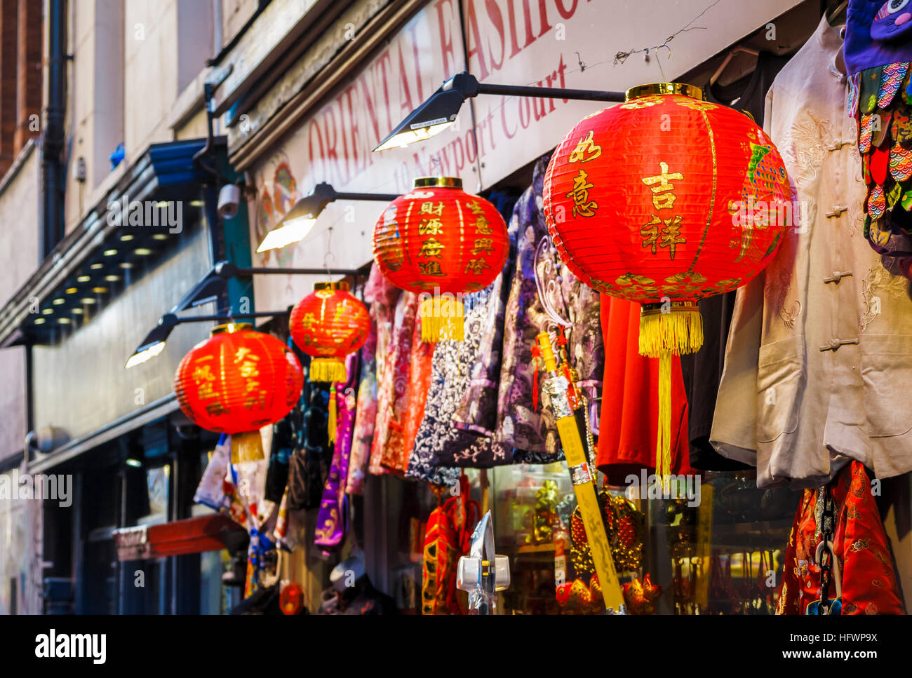 Red Chinese lanterns outside a shop in Chinatown, Westminster, London West  End, W1, UK Stock Photo - Alamy
