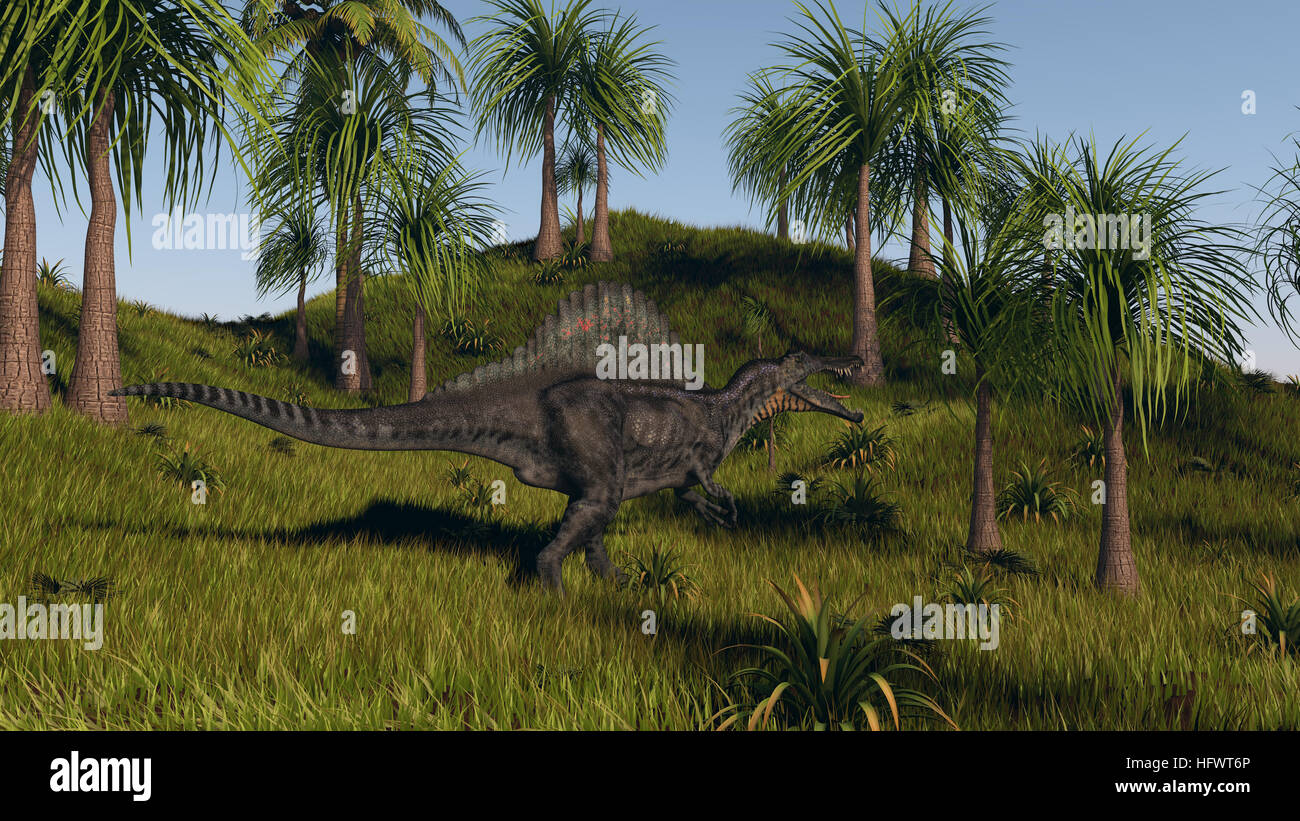 3d illustration of the walking spinosaurus Stock Photo