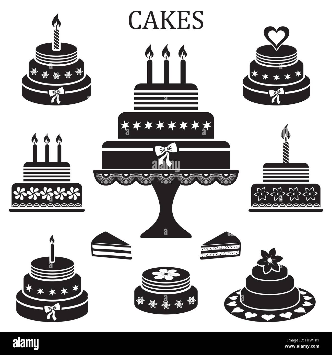 Birthday and wedding cakes Stock Vector Image & Art - Alamy