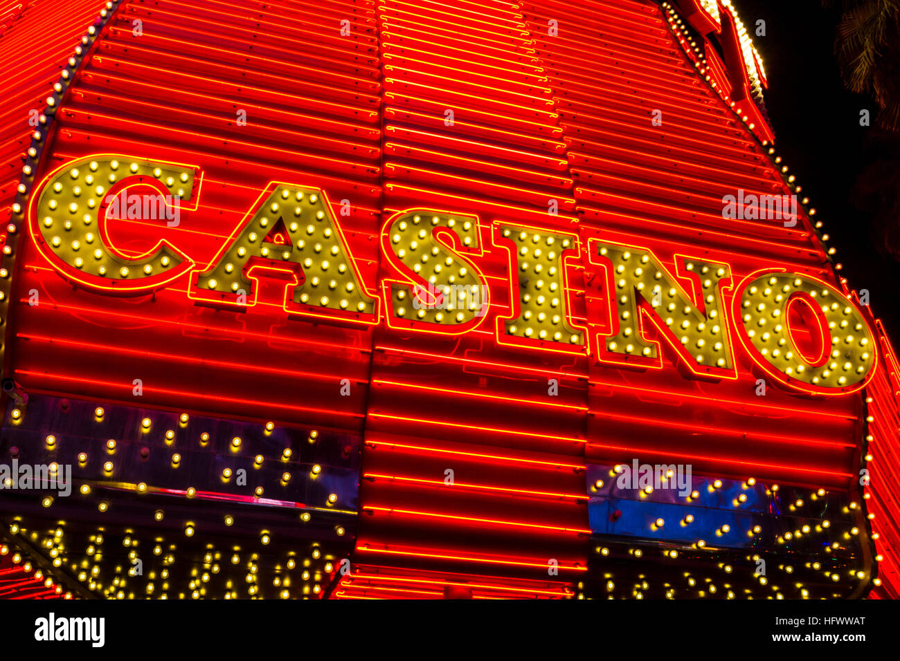 Las Vegas - Circa December 2016: Neon Casino Sign at the Fremont Street Experience. Fremont Street is the anchor of Downtown I Stock Photo