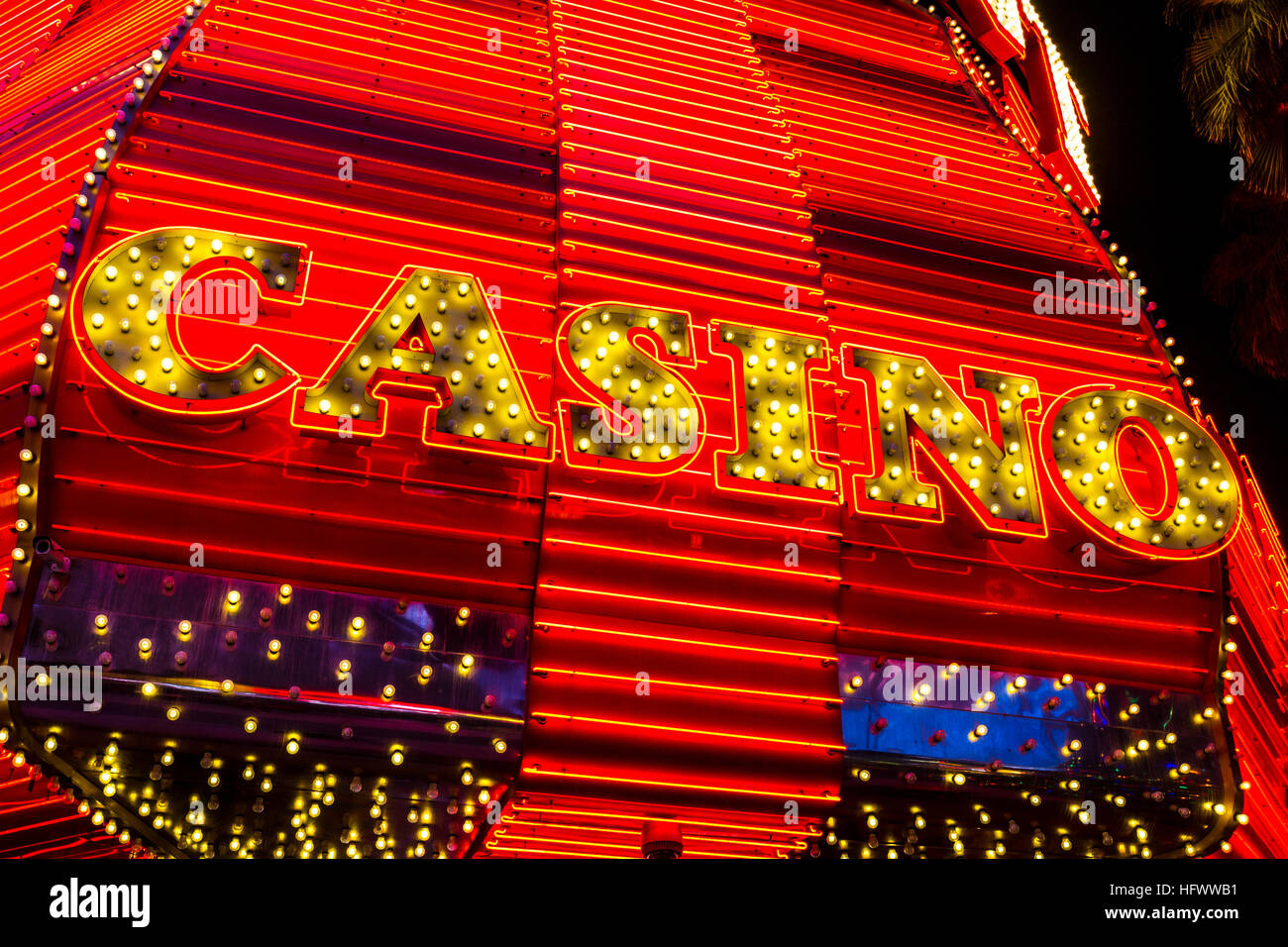 Las Vegas - Circa December 2016: Neon Casino Sign at the Fremont Street Experience. Fremont Street is the anchor of Downtown II Stock Photo