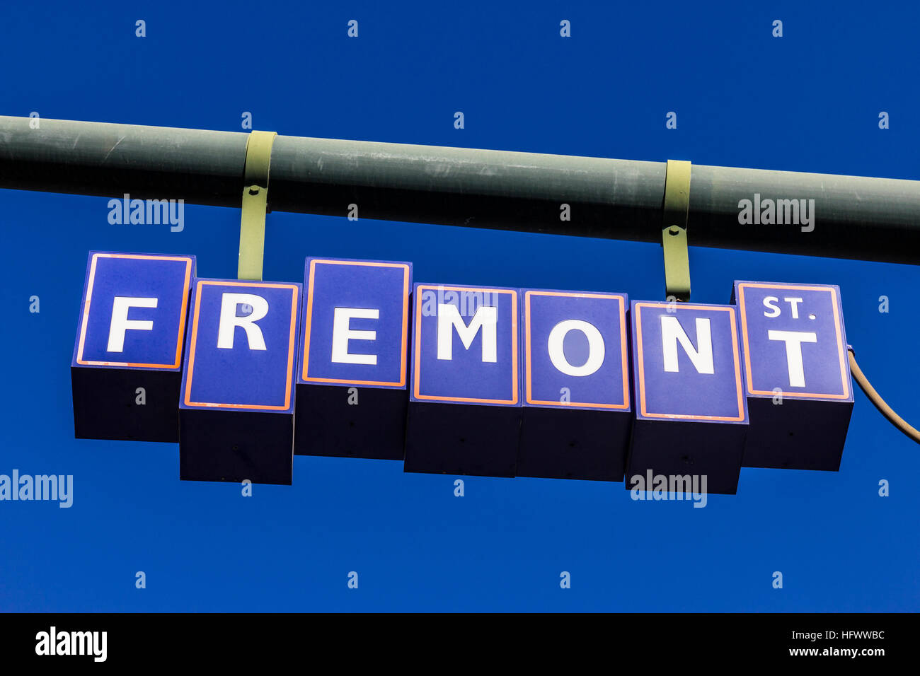 Las Vegas - Circa December 2016: Fremont Street Sign in Downtown, leading to the Fremont Street Experience pedestrian promenade I Stock Photo