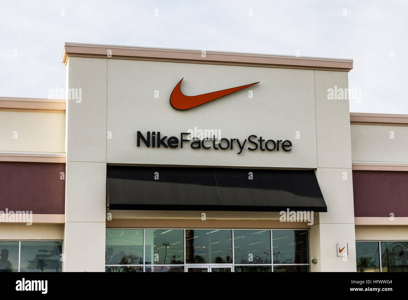 Las Vegas - Circa December 2016: Nike Factory Store Strip Mall Location. Nike is one of the world's largest suppliers of athletic shoes and apparel II Stock Photo