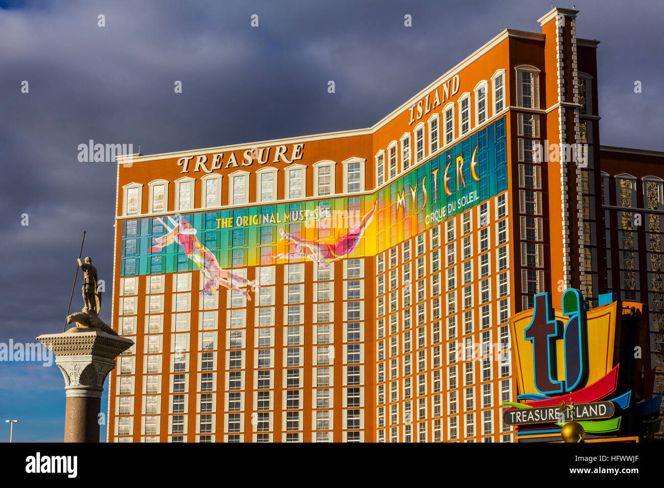 Las Vegas - Circa December 2016: Treasure Island Hotel and Casino on the Strip. TI is owned and operated by real estate investor Phil Ruffin I Stock Photo