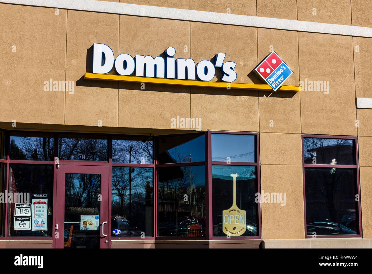 Lafayette - Circa December 2016: Domino's Pizza Carryout Restaurant.  Domino's delivers more than 1 million pizzas a day V Stock Photo - Alamy