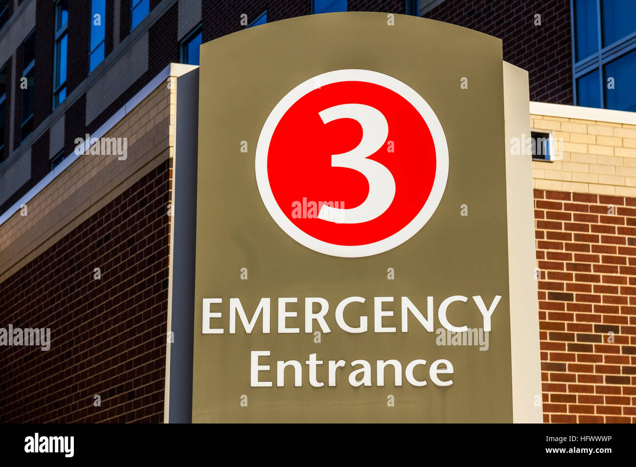 Red Emergency Entrance Sign for a Local Hospital XIV Stock Photo