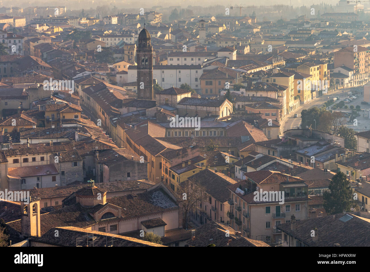 Aerial view of historic old town, Verona, Veneto - Italy Stock Photo ...